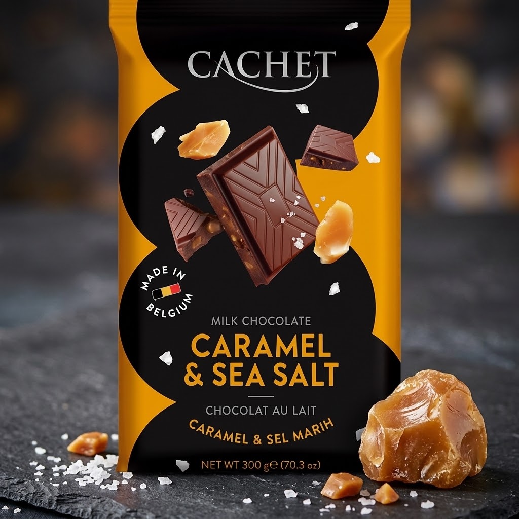 CACHET Chocolate Belga Caramelo e Flor de Sal 300g